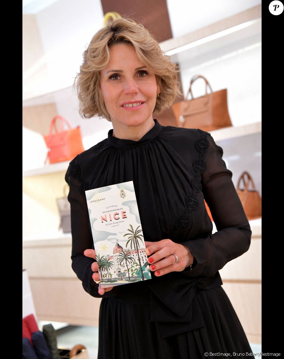 Exclusif - Laura Tenoudji Estrosi a présenté à Nice, le 10 juin 2021, à la boutique Longchamp Bruno Bebert/Bestimage