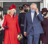 Le prince Charles, prince de Galles, et Camilla Parker Bowles, duchesse de Cornouailles, assistent à la cérémonie d'ouverture de la sixième session du Senedd à Cardiff, Royaume Uni, 14 oc tobre 2021.