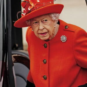 La reine Elisabeth II d’Angleterre au lancement du Queen’s Baton, relais des Jeux du Commonwealth 2022, au palais de Buckingham à Londres, Royaume Uni
