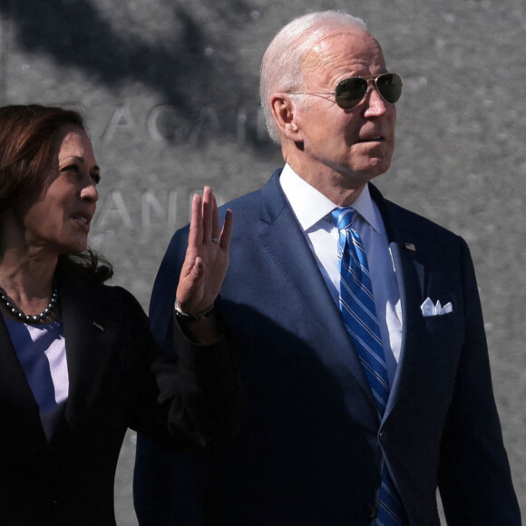 Le président des Etats-Unis, Joe Biden et Kamala Harris - Kamala Harris, vice-présidente des États-Unis, prononce un discours lors de la célébration du 10 ème anniversaire de l'inauguration du mémorial Martin Luther King Jr à Washington, le 21 octobre 2021. 