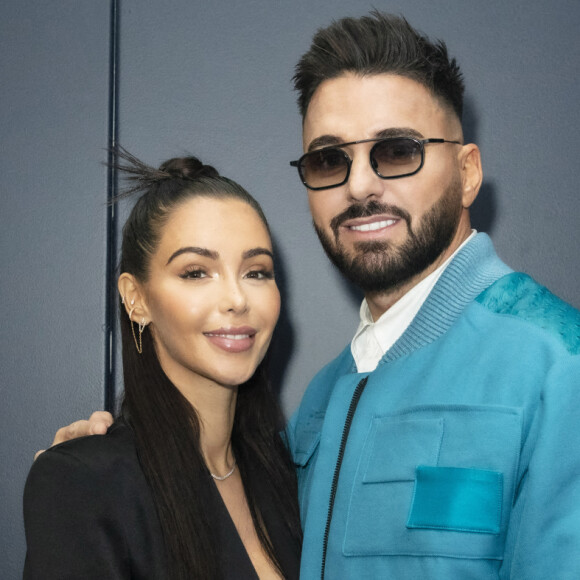 Exclusif - Nabilla Benattia et son mari Thomas Vergara - Nabilla Benattia, son mari Thomas Vergara et leur fils Milann posent lors de l'avant première du documentaire "Nabilla sans filtre" (Amazon Prime Vidéo) à Paris le 22 Novembre 2021. © Jack Tribeca / Bestimage