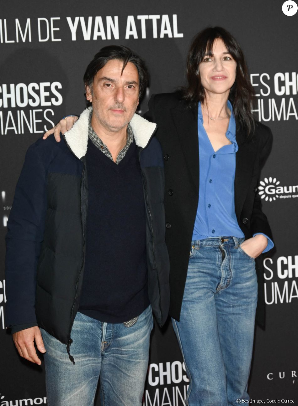 Yvan Attal et sa compagne Charlotte Gainsbourg Avant première du film Les Choses Humaines au