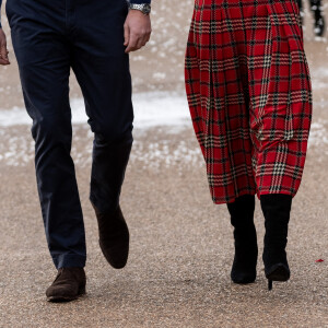 Le prince William, duc de Cambridge, et Catherine Kate Middleton, duchesse de Cambridge, arrivent une fête de Noël pour le personnel de la RAF (Royal Air Force) Coningsby et Marham à Londres le 4 décembre 2018.