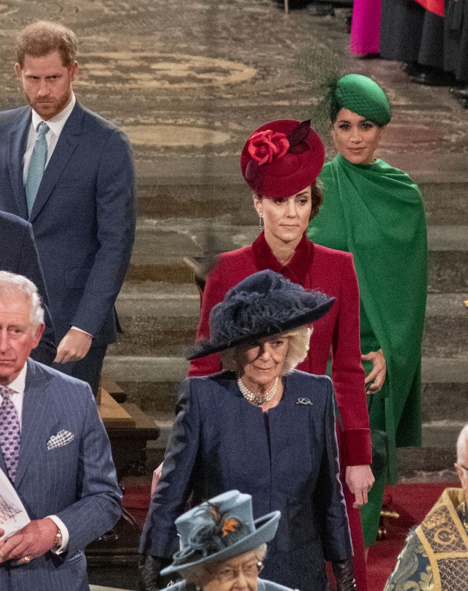 Le prince William, duc de Cambridge, et Catherine (Kate) Middleton, duchesse de Cambridge, Le prince Charles, prince de Galles, et Camilla Parker Bowles, duchesse de Cornouailles, La reine Elisabeth II d'Angleterre, Le prince Harry, duc de Sussex, Meghan Markle, duchesse de Sussex - La famille royale d'Angleterre lors de la cérémonie du Commonwealth en l'abbaye de Westminster à Londres le 9 mars 2020.