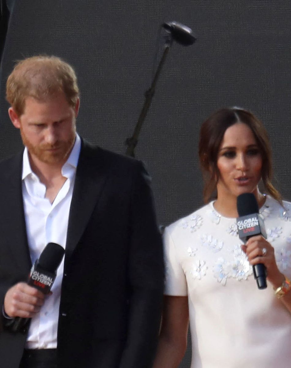 Le prince Harry, duc de Sussex et Meghan Markle sur la scène du "Global Citizen Live Festival" à Central Park à New York, le 25 septembre 2021. © Nancy Kaszerman/ZUMA Press Wire/Bestimage