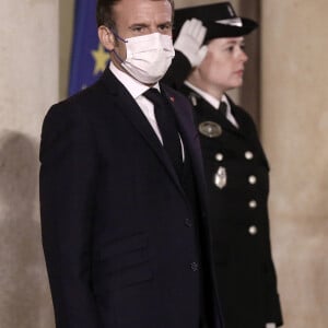 Le président de la République française Emmanuel Macron reçoit la vice-présidente des États-Unis au palais de l'Élysée à Paris, France, le 10 novembre 2021. © Stéphane Lemouton/Bestimage 