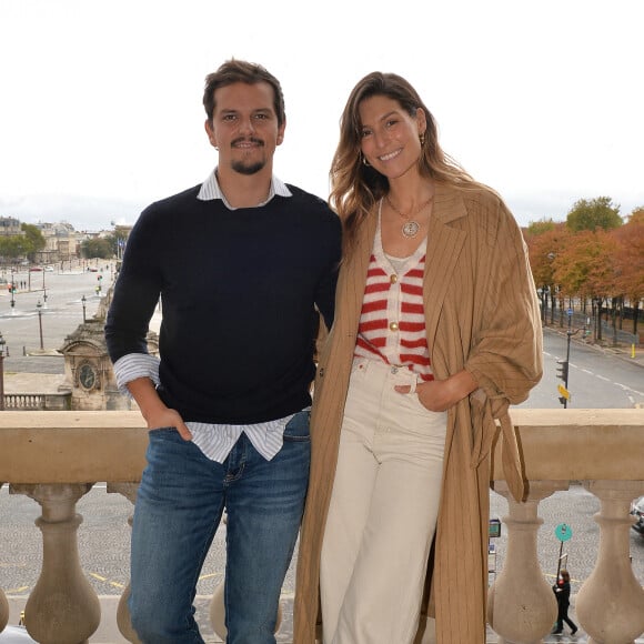 Exclusif - No Tabloids - Laury Thilleman et son mari Juan Arbelaez - Présentation de la nouvelle collection de Haute Joaillerie "Valérie Messika by Kate Moss" à l'hôtel de Crillon à Paris, lors de la fashion week. Le 5 octobre 2020. © Veeren / Bestimage 