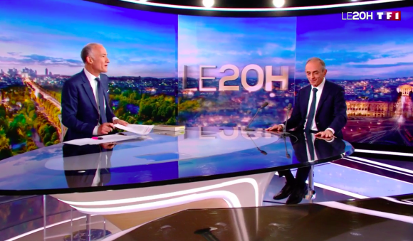 Intervention d'Eric Zemmour sur le plateau du journal télévisé de 20h de TF1
