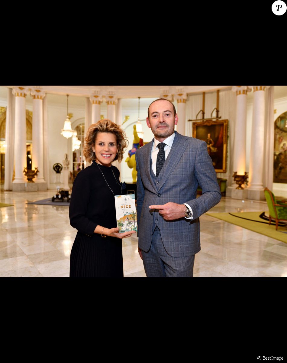 Exclusif - Laura Tenoudji Estrosi et Lionel Servant, le directeur de l'hôtel Negresco, lors de l'inauguration de la boutique de l'Hôtel Negresco "Jeanne" à Nice, le 29 novembre 2021. © Bruno Bebert/Bestimage