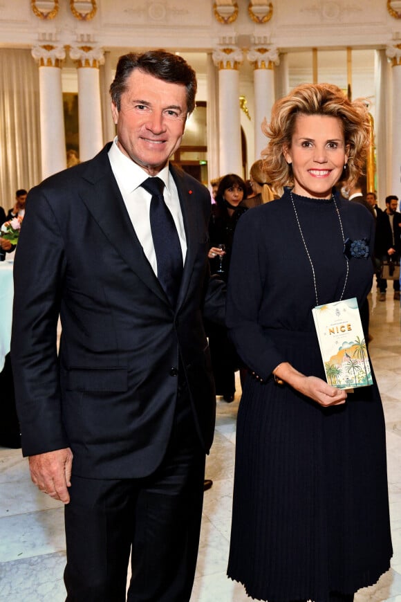 Exclusif - Christian Estrosi, le maire de Nice, et sa femme Laura Tenoudji Estrosi lors de l'inauguration de la boutique de l'Hôtel Negresco "Jeanne" à Nice. © Bruno Bebert/Bestimage