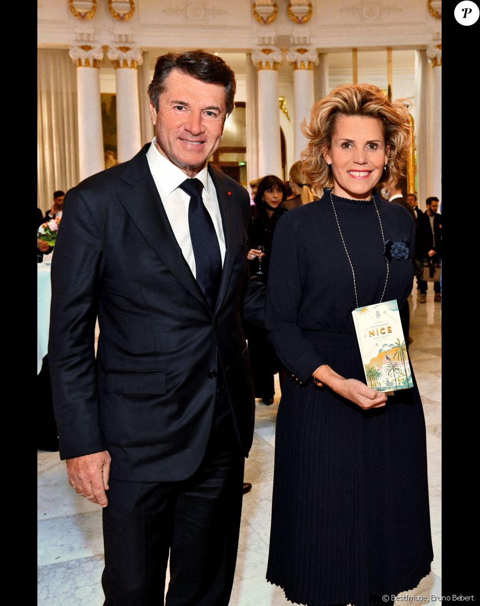 Exclusif - Christian Estrosi, le maire de Nice, et sa femme Laura Tenoudji Estrosi lors de l'inauguration de la boutique de l'Hôtel Negresco "Jeanne" à Nice. © Bruno Bebert/Bestimage