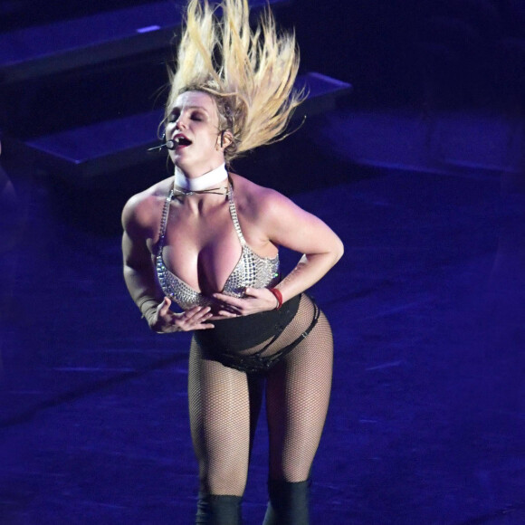 Britney Spears en concert à la Tower Headland à Blackpool au Royaume-Uni, le 1er septembre 2018. 