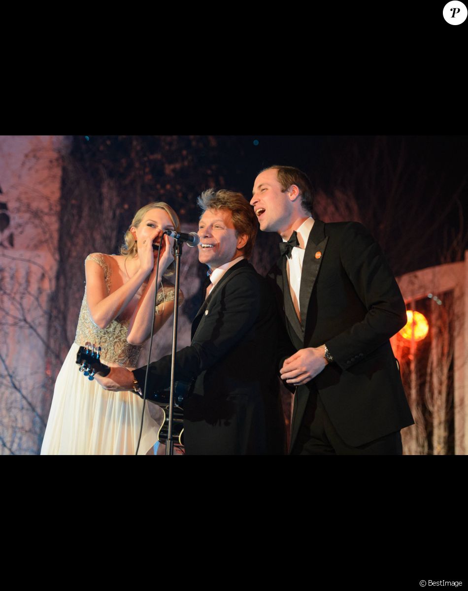 Taylor Swift, Jon Bon Jovi, le prince William - Diner de gala "Centrepoint Winter Whites" a Londres le 26 novembre 2013.