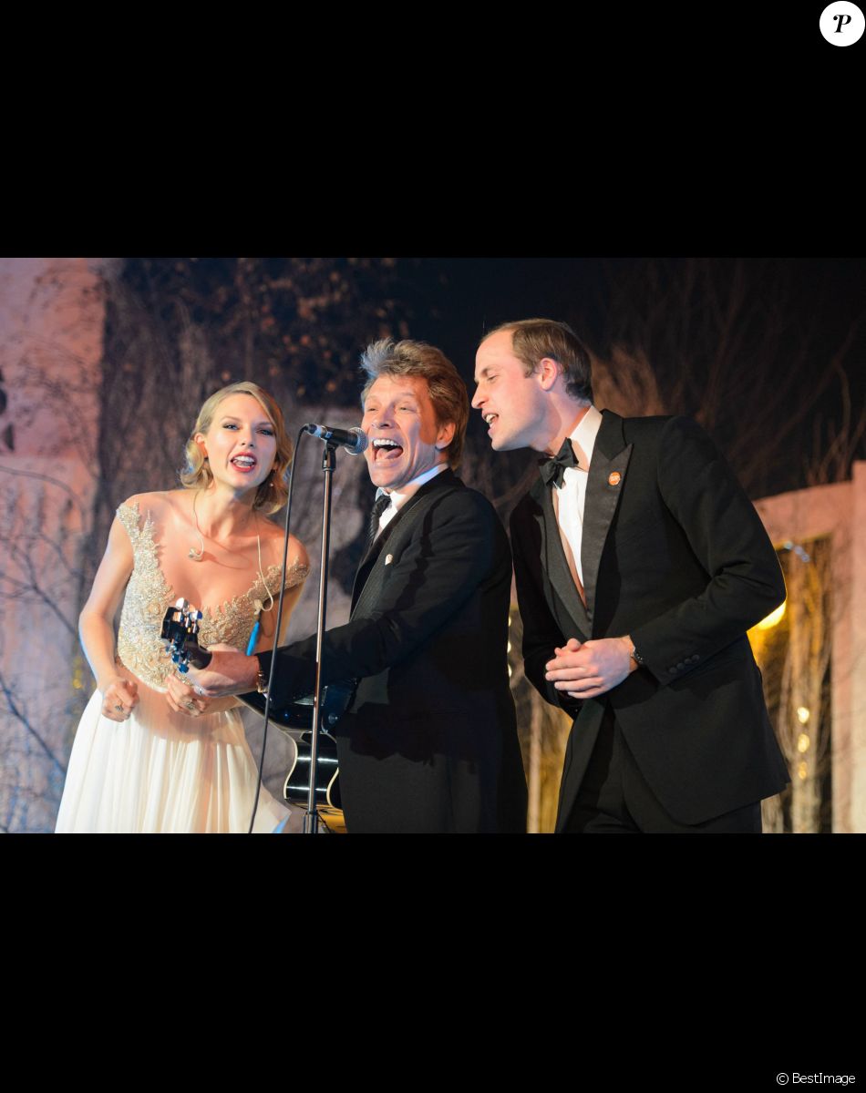 Taylor Swift, Jon Bon Jovi, le prince William - Diner de gala "Centrepoint Winter Whites" a Londres le 26 novembre 2013.