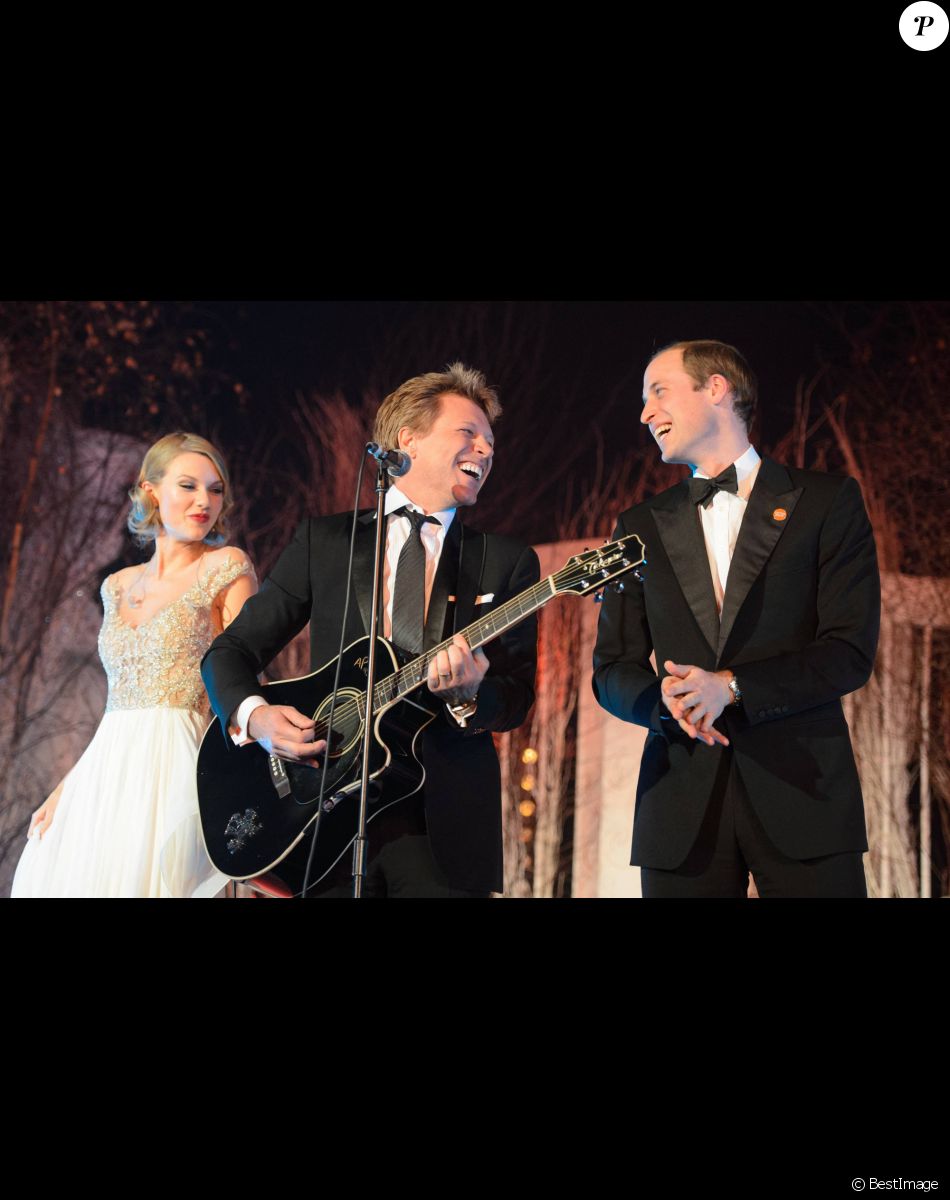 Taylor Swift, Jon Bon Jovi, le prince William - Diner de gala "Centrepoint Winter Whites" a Londres le 26 novembre 2013.