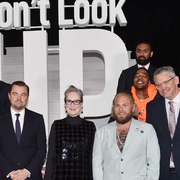 Jennifer Lawrence, Leonardo DiCaprio, Meryl Streep, Jonah Hill and Adam McKay - Les célébrités arrivent à la première de "Don't Look Up" (Netflix) à New York, le 5 décembre 2021. 