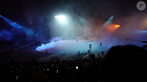 Kanye West et Drake sur scène pour le concert caritatif "Free Larry Hoover" au Memorial Coliseum de Los Angeles, le 9 décembre 2021.