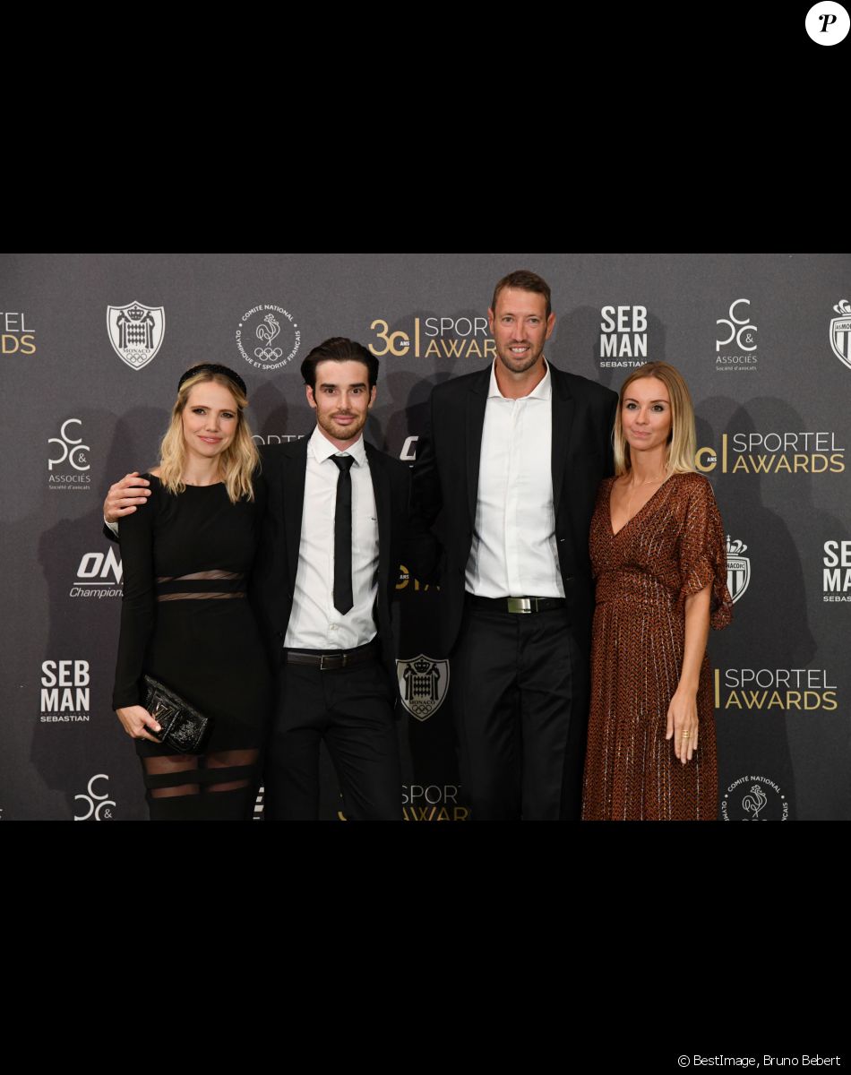 Roma Perrier, Kevin Rolland, Alain Bernard et sa fiancée Faustine - Soirée des Sportel Awards 2019 au Grimaldi Forum à Monaco le 22 octobre 2019. Les Sportel Awards visent à récompenser les plus belles images de sport de l'année dans le cadre du Sportel qui est un salon international du sport et des médias qui se déroule sur 3 jours en Principauté. © Bruno Bebert/Bestimage