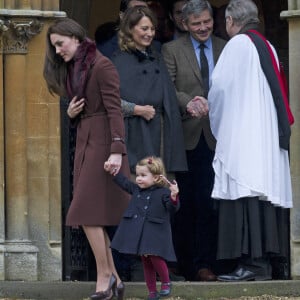 Catherine (Kate) Middleton, duchesse de Cambridge, la princesse Charlotte de Cambridge, Carole Middleton et Michael Middleton - Cette année, le duc et la duchesse de Cambridge n'ont pas rejoint le reste de la famille royale britannique à Sandringham. Ils ont réveillonné à Englefield, Berkshire, Royaume Uni, chez les Midlleton et sont allés en famille à la messe de Noël ce dimanche 25 décembre 2016 dans l'église où Pippa Middleton se mariera en mai prochain.