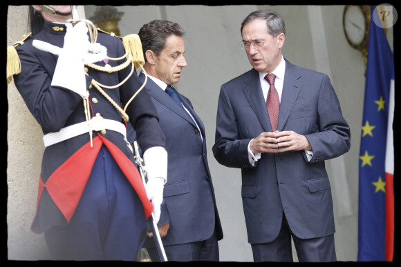 Nicolas Sarkozy et Claude Guéant lors d'un déjeuner de travail à l'Elysée