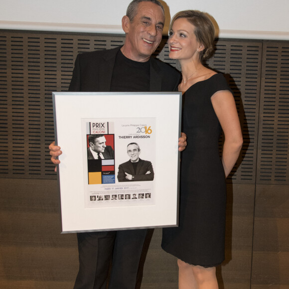 Thierry Ardisson et sa femme Audrey Crespo-Mara - Cérémonie du Prix Philippe Caloni décerné à Thierry Ardisson à la SCAM (Société civile des auteurs multimedia) à Paris le 17 janvier 2017