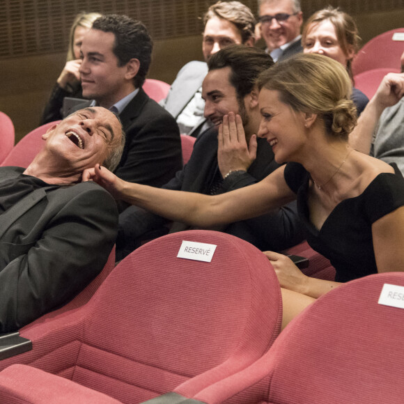 Thierry Ardisson et sa femme Audrey Crespo-Mara, Gaston Ardisson - Cérémonie du Prix Philippe Caloni décerné à Thierry Ardisson à la SCAM (Société civile des auteurs multimedia) à Paris le 17 janvier 2017.