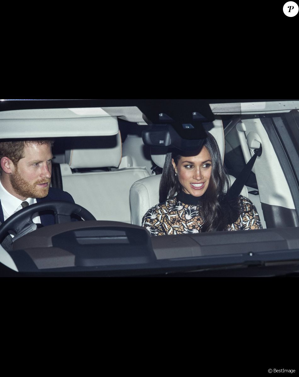 Le prince Harry et sa compagne Meghan Markle - Arrivées au déjeuner de Noël organisé par la reine au palais de Buckingham à Londres le 20 décembre 2017.