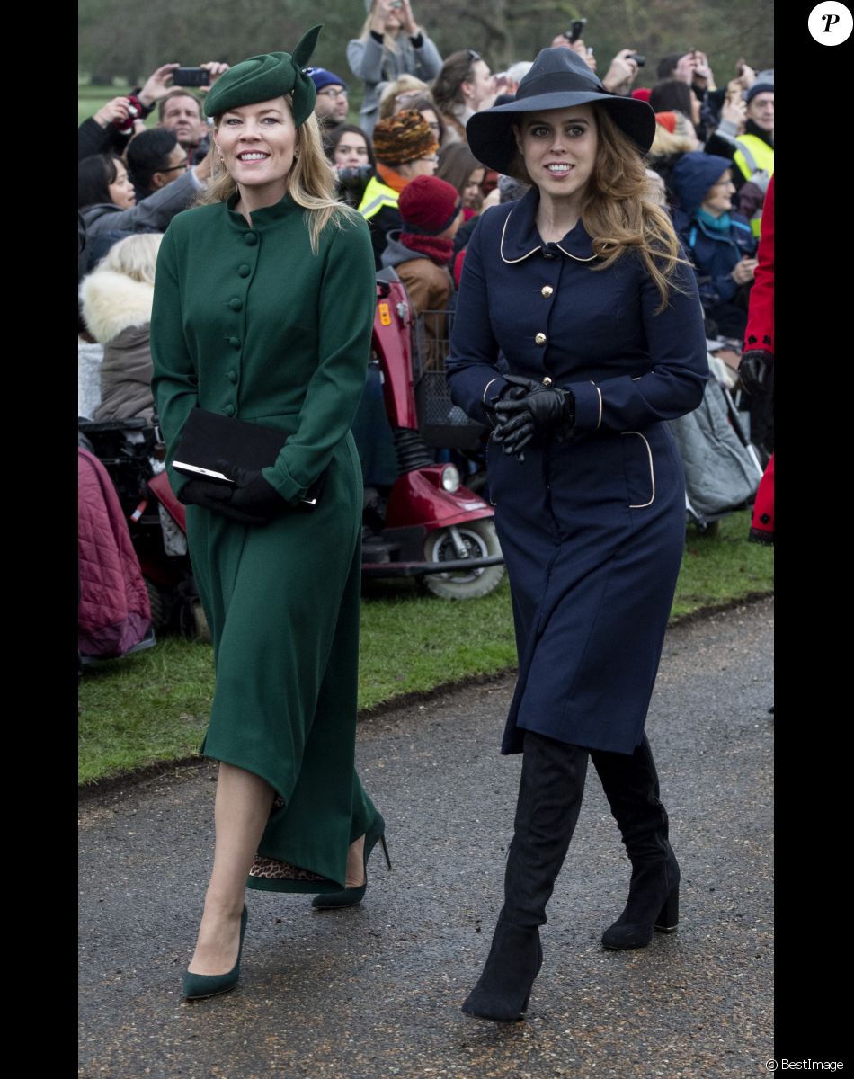 La princesse Béatrice d'York, Autumn Phillips - La famille royale britannique se rend à la messe de Noël à l'église Sainte-Marie-Madeleine à Sandringham, le 25 décembre 2018.