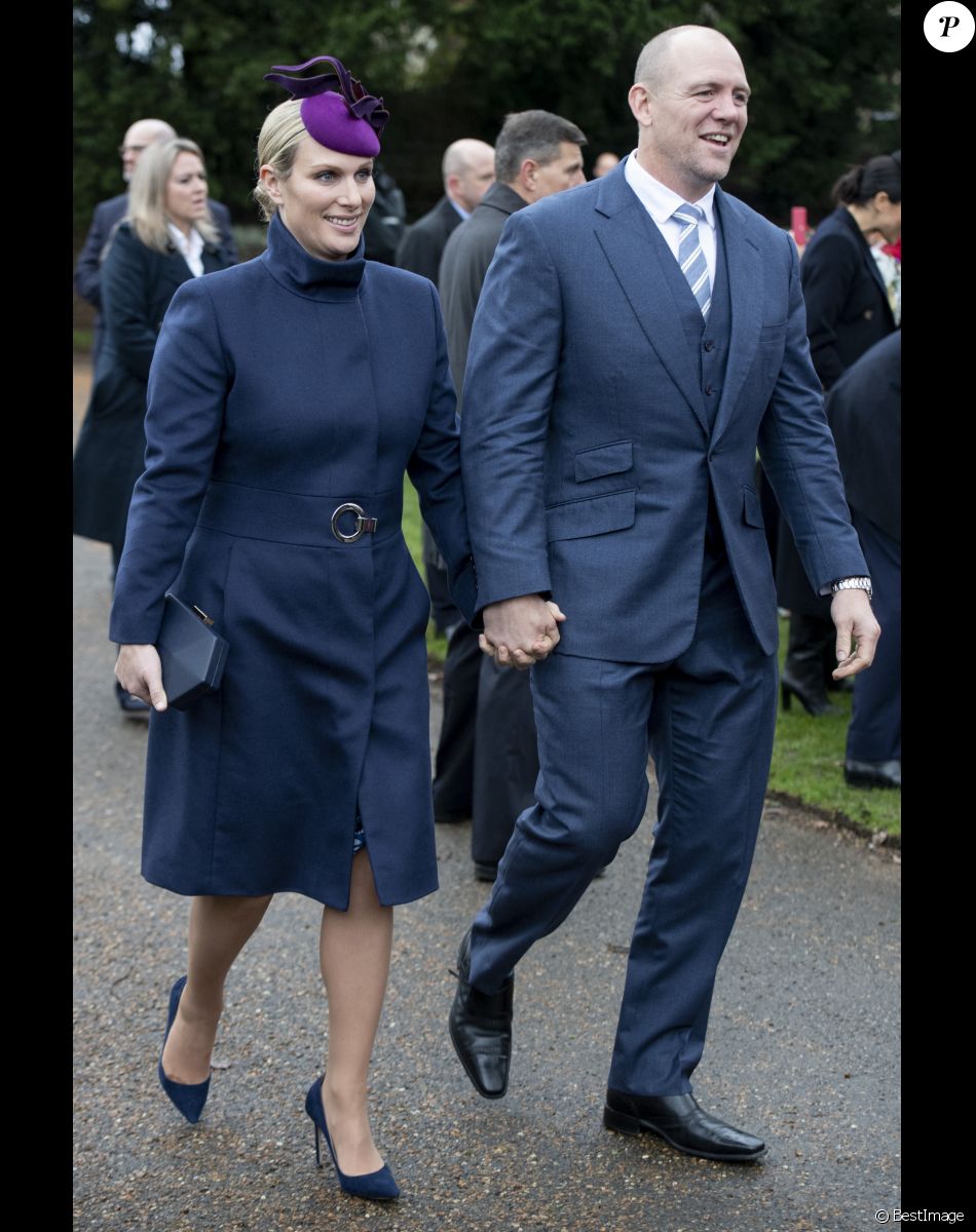 Zara Tindall, Mike Tindall - La famille royale britannique se rend à la messe de Noël à l'église Sainte-Marie-Madeleine à Sandringham, le 25 décembre 2018.