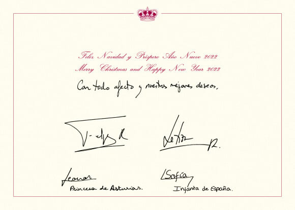 Voici les voeux du roi Felipe VI, de a reine Letizia d'Espagne, de la princesse Leonor et de l'infante Sofia d'Espagne. Décembre 2021