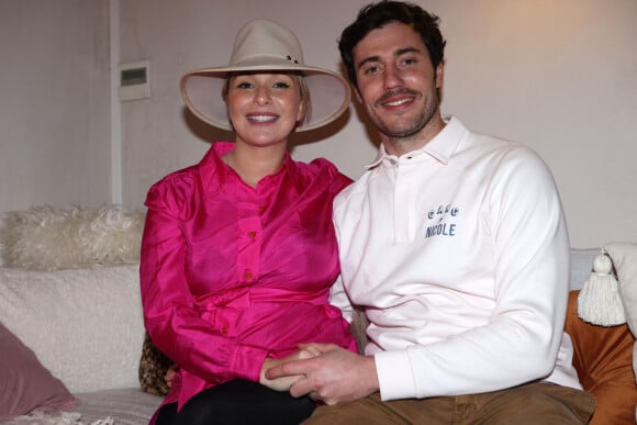 Exclusif - Cindy Poumeyrol (enceinte de son deuxième enfant) et Thomas son compagnon.- Premier anniversaire de sa marque "La Maison Nicole" (Vestiaire libre & féminin - Collection en ligne) à l'hôtel La Maison du Lierre à Bordeaux, France. © Jean-Marc Lhomer/Bestimage