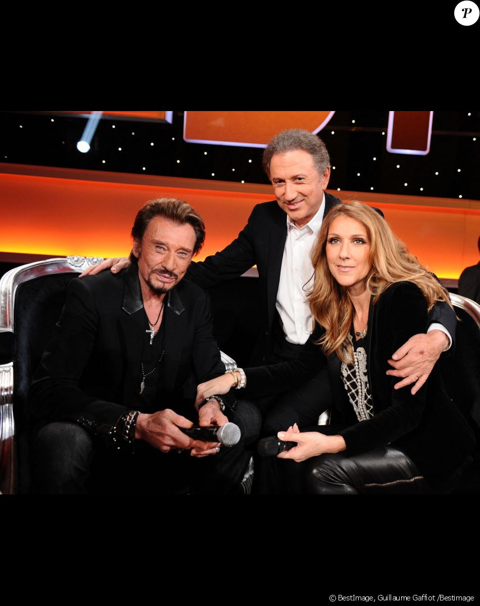 Archives - Michel Drucker, Johnny Hallyday et Céline Dion dans l'émission "Céline le grand show" sur France 2. © Guillaume Gaffiot /Bestimage