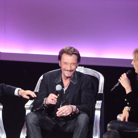 Archives - Michel Drucker, Johnny Hallyday et Céline Dion dans l'émission "Céline le grand show" sur France 2. © Guillaume Gaffiot /Bestimage