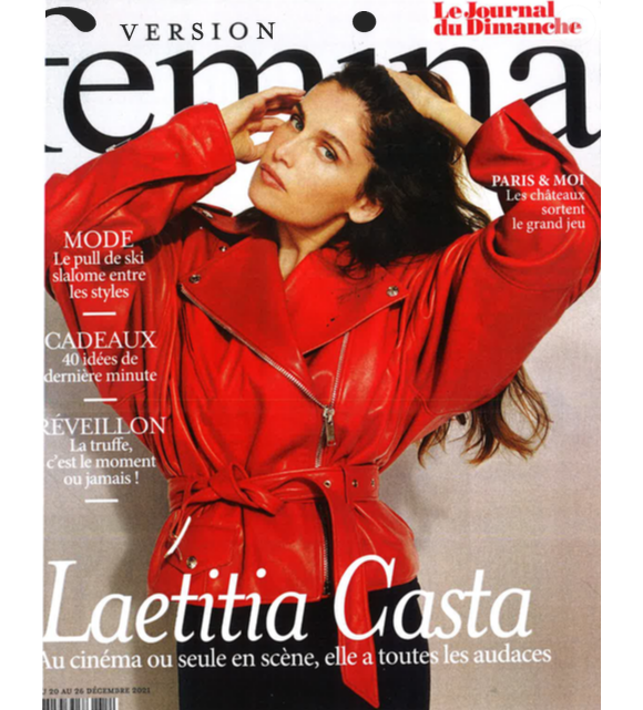 Laetitia Casta en couverture du magazine "Version Femina" du 20 décembre 2021.