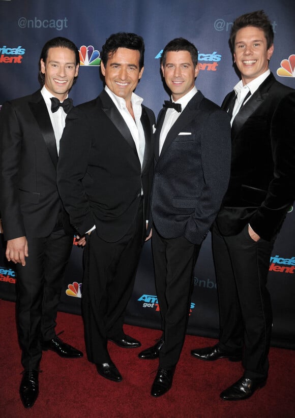 David Miller, Sebastien Izambard, Carlos Marin et Urs Buhler du groupe Il Divo lors d'une soirée consacrée à l'émission "America's Got Talent" à New York, en 2013.