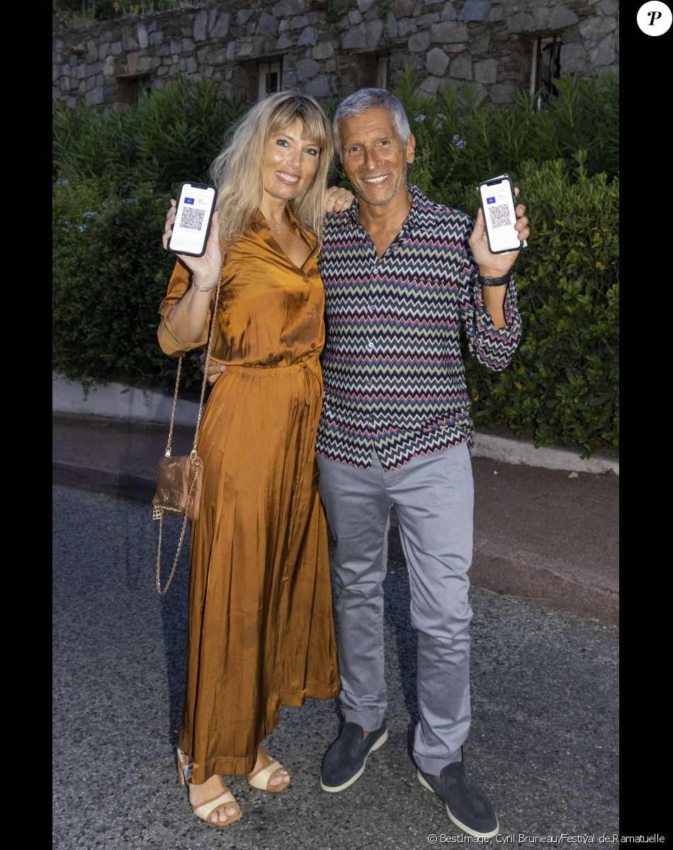 Exclusif - Nagui et sa femme Mélanie Page - Représentation du spectacle "Des écrivains parlent d'argent" lors du Festival de Ramatuelle, France, le 7 août 2021. © Cyril Bruneau/Festival de Ramatuelle/Bestimage