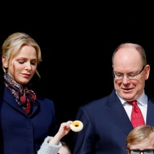 La princesse Charlène de Monaco, le prince Albert II de Monaco, la princesse Gabriella, le prince Jacques lors de la procession de Sainte Dévote à Monaco le 27 janvier 2020. © Claudia Albuquerque / Bestimage