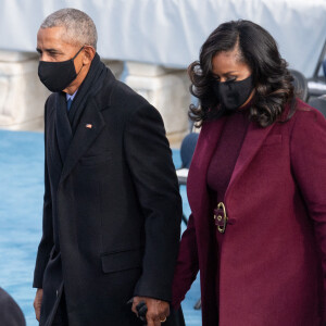 Michelle et Barack Obama - Cérémonie d'investiture du 46e président des Etats-Unis Joe Biden et de la vice-présidente Kamala Harris au Capitole, à Washington. Le 20 janvier 2021.