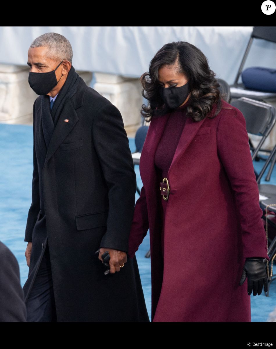 Michelle et Barack Obama - Cérémonie d'investiture du 46e président des Etats-Unis Joe Biden et de la vice-présidente Kamala Harris au Capitole, à Washington. Le 20 janvier 2021.
