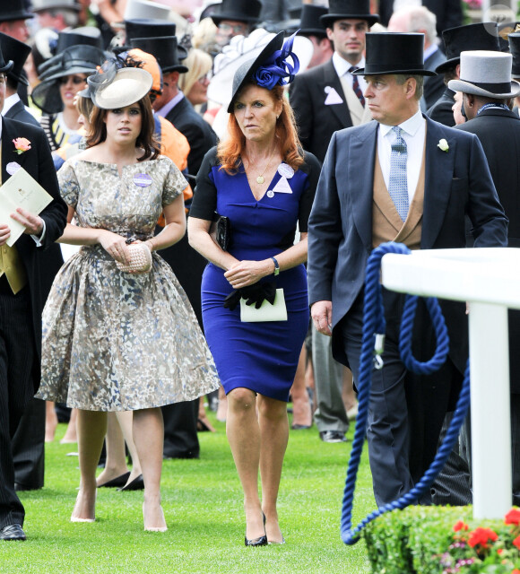 La princesse Eugenie d'York, Sarah Ferguson et le prince Andrew, duc d'York - La famille royale arrive aux courses du Royal Ascot 2015 le 19 juin 2015.