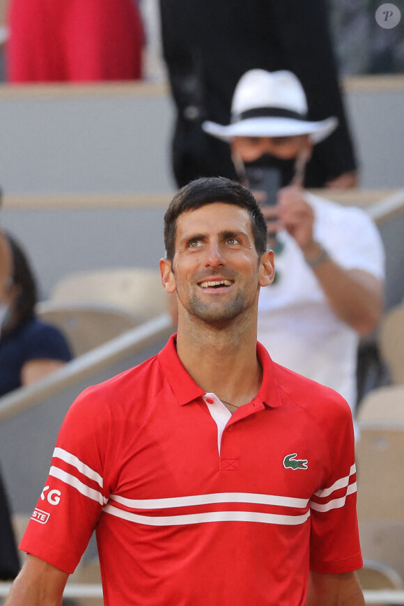 Novak Djokovic - Novak Djokovic s'est imposé face à Stefanos Tsitsipas en finale des internationaux de tennis de Roland Garros à Paris, le 13 juin 2021. © Dominique Jacovides/Bestimage