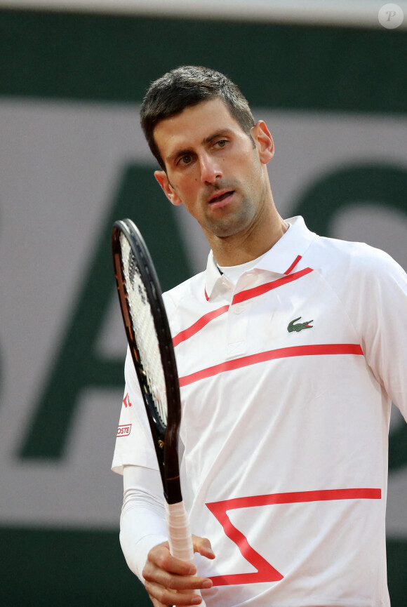 Novak Djokovic lors du tournoi de tennis des Internationaux de Roland Garros à Paris. Le 3 octobre 2020 © Dominique Jacovides / Bestimage