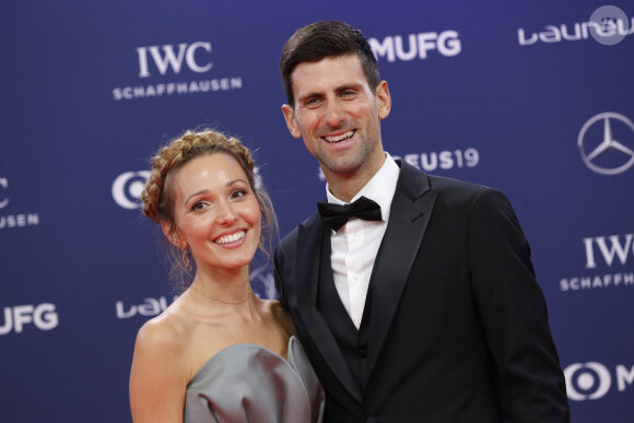 Novak Djokovic et sa femme Jelena Ristic lors de la soirée des "Laureus World sports Awards" à Monaco, le 18 février, 2019. © Claudia Albuquerque/Bestimage