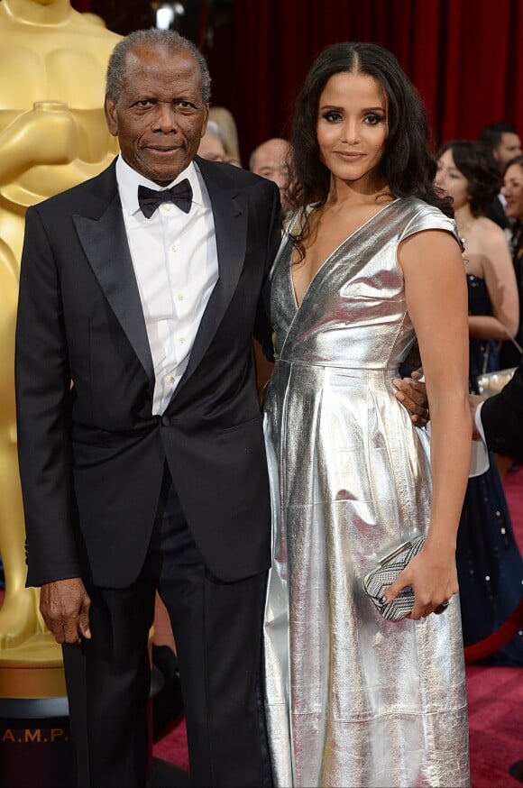 Sidney Poitier et sa fille Sydney Tamiia Poitier - 86ème cérémonie des Oscars à Hollywood, le 2 mars 2014.
