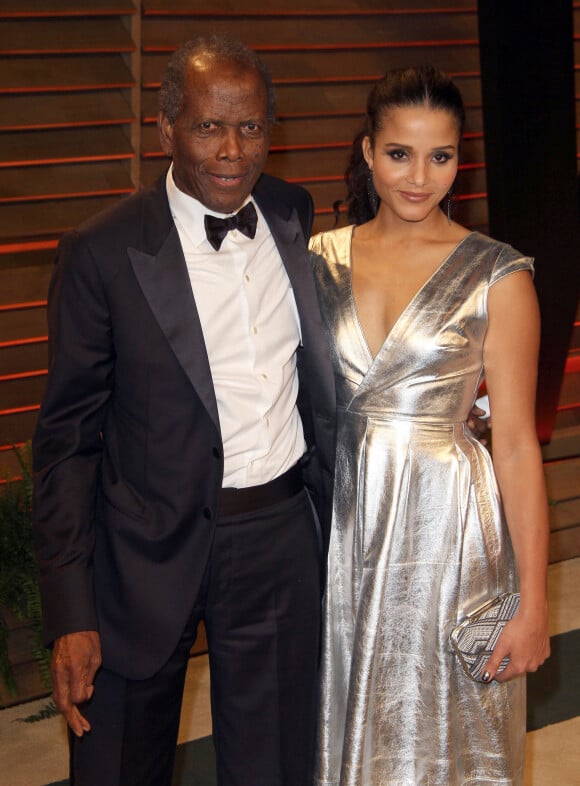 Sidney Poitier et sa fille Sydney Tamiia Poitier - Arrivées des people à la soirée Vanity Fair après la 86 ème cérémonie des Oscars le 2 mars 2014