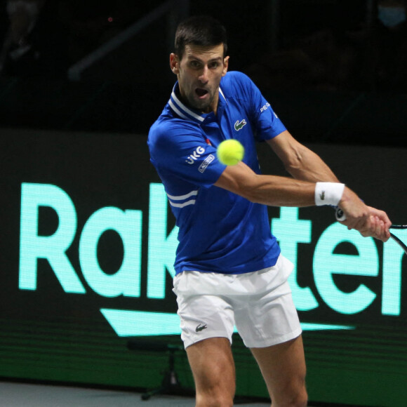 Novak Djokovic - Tennis : 1/2 finale de la Coupe Davis Serbie Vs Croatie à Madrid. La croatie en finale. © Laurent Lairys / Panoramic / Bestimage