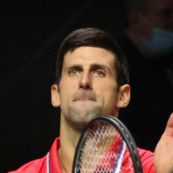 Novak Djokovic a battu Alexander Bublik (6-3, 6-4) et permet à la Serbie d'égaliser face au Kazakhstan en quarts de finale de la Coupe Davis, le 1er décembre 2021 à Madrid. © Laurent Lairys / Panoramic / Bestimage