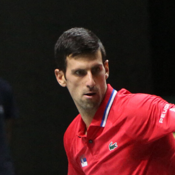 Novak Djokovic a battu Alexander Bublik (6-3, 6-4) et permet à la Serbie d'égaliser face au Kazakhstan en quarts de finale de la Coupe Davis, le 1er décembre 2021 à Madrid. © Laurent Lairys / Panoramic / Bestimage