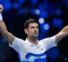 Novak Djokovic, vainqueur du match de tennis contre A.Rublev, lors du Masters à Turin. Le serbe se qualifie pour les demi-finales. © ANSA / Zuma Press / Bestimage