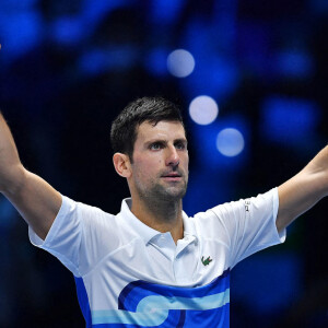 Novak Djokovic, vainqueur du match de tennis contre A.Rublev, lors du Masters à Turin. Le serbe se qualifie pour les demi-finales. © ANSA / Zuma Press / Bestimage